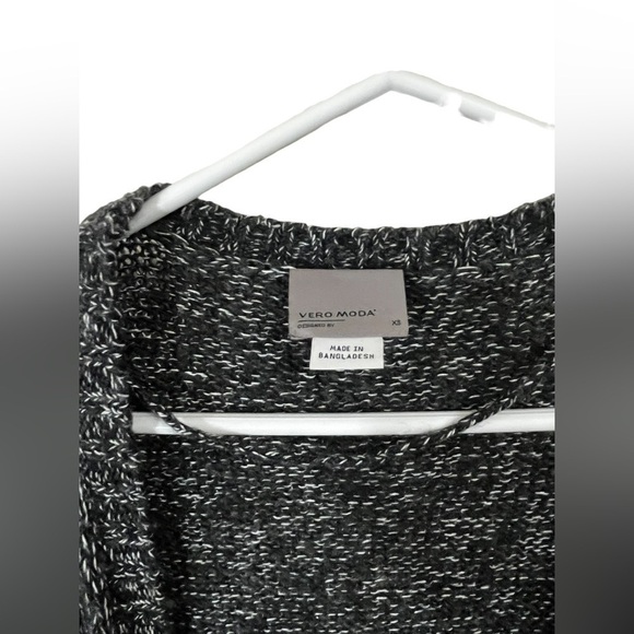 Vero Moda Black and White Knit Long Open Front Cardigan - XSmall - Picture 8 of 11